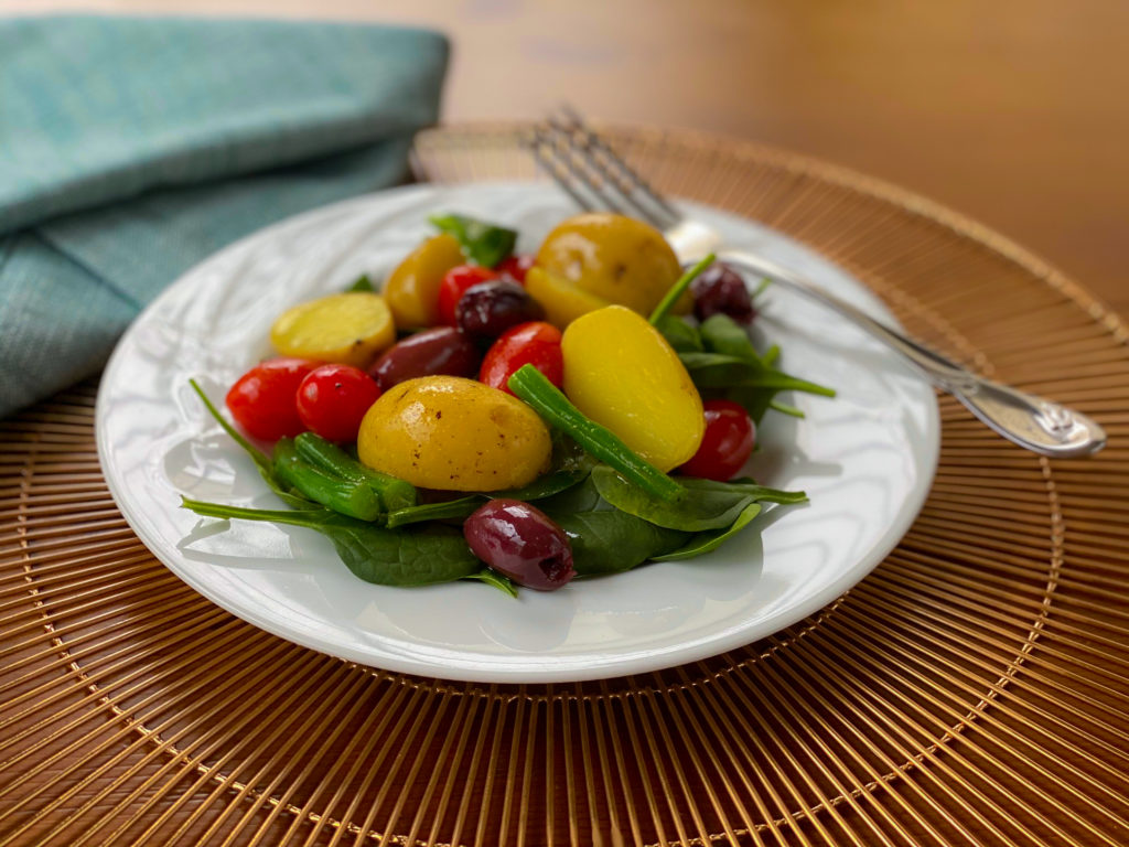Potato and Green Bean salad on a plate