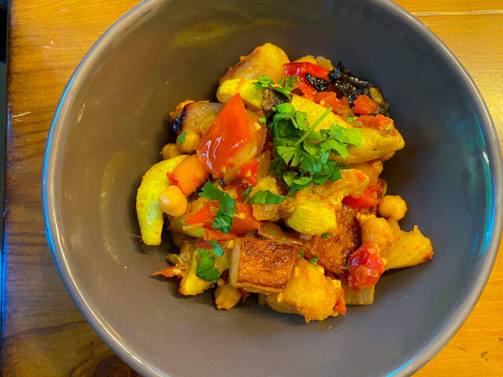 Roasted vegetable and chickpea stew